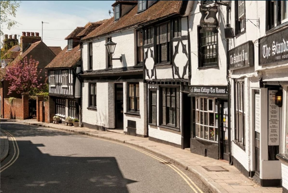 Timber-framed buildings on a historic street in Rye old town